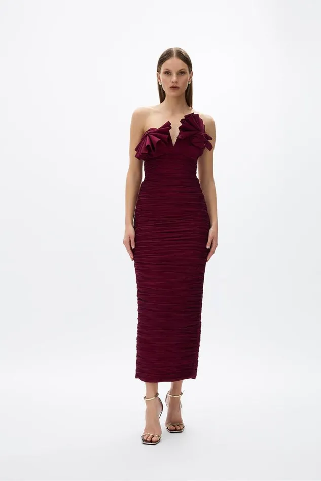 Women Midi Dresses Rachel Gilbert Jensen Dress Merlot