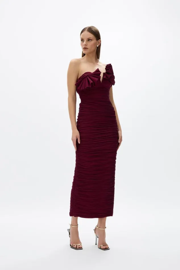 Women Midi Dresses Rachel Gilbert Jensen Dress Merlot Women Midi Dresses Rachel Gilbert Jensen Dress Merlot