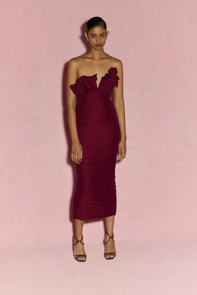 Women Midi Dresses Rachel Gilbert Jensen Dress Merlot Women Midi Dresses Rachel Gilbert Jensen Dress Merlot