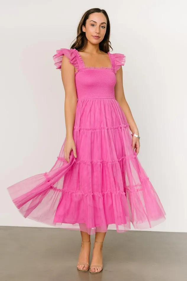 Women Mindi Tulle Midi Dress Pink Baltic Born Midi Dresses