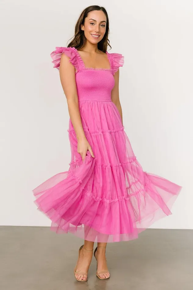 Women Mindi Tulle Midi Dress Pink Baltic Born Midi Dresses