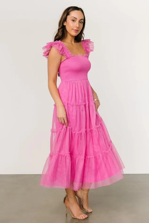 Women Mindi Tulle Midi Dress Pink Baltic Born Midi Dresses