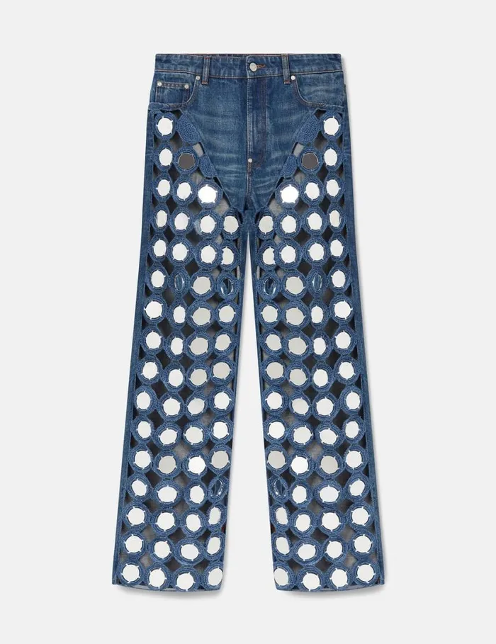 Women MirrorEmbellished HighRise Denim Jeans Vintage Wash Denim Stella McCartney Denim