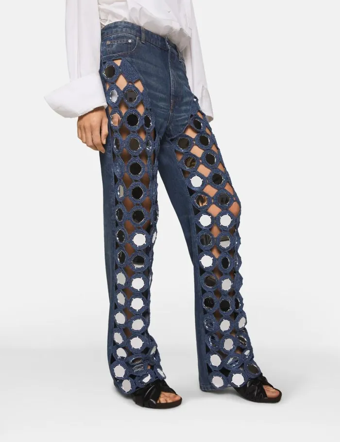 Women MirrorEmbellished HighRise Denim Jeans Vintage Wash Denim Stella McCartney Denim Women MirrorEmbellished HighRise Denim Jeans Vintage Wash Denim Stella McCartney Denim