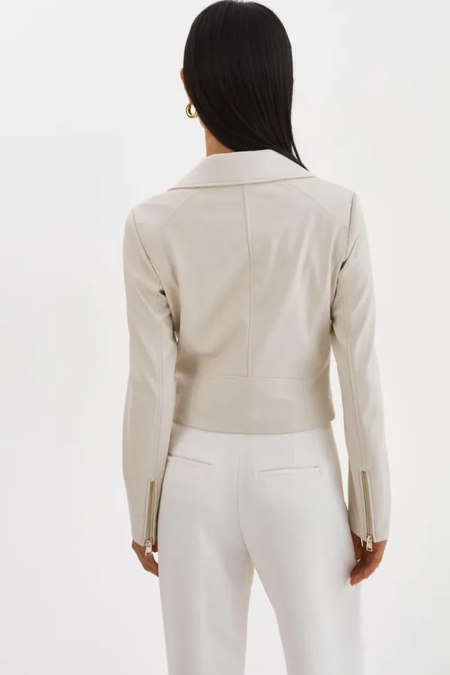 Women MONICA Faux Leather Jacket Champagne Hardware Bone LAMARQUE Leather Jackets