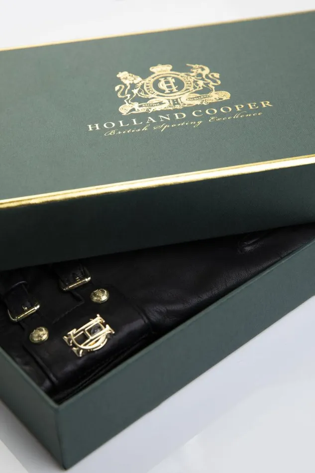 Women Monogram Leather Gloves Black Holland Cooper Gloves Women Monogram Leather Gloves Black Holland Cooper Gloves