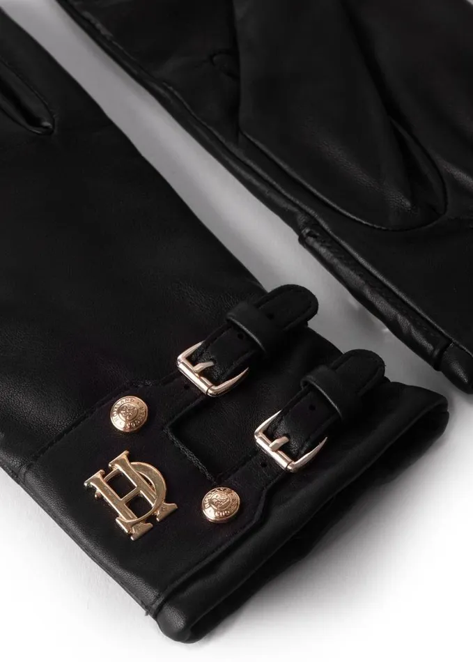 Women Monogram Leather Gloves Black Holland Cooper Gloves Women Monogram Leather Gloves Black Holland Cooper Gloves