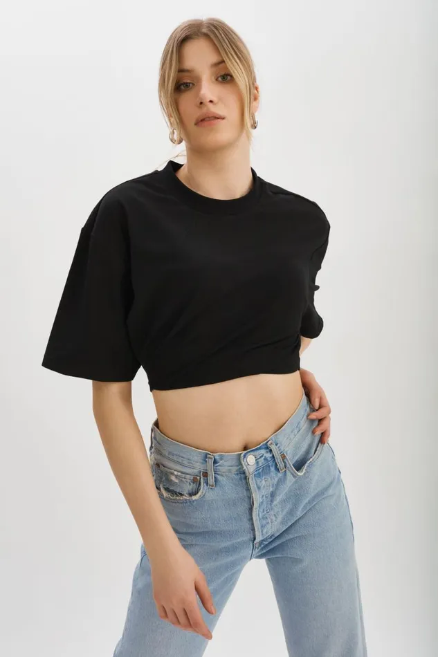 Women NAIA Cropped Tee Black LAMARQUE Tops