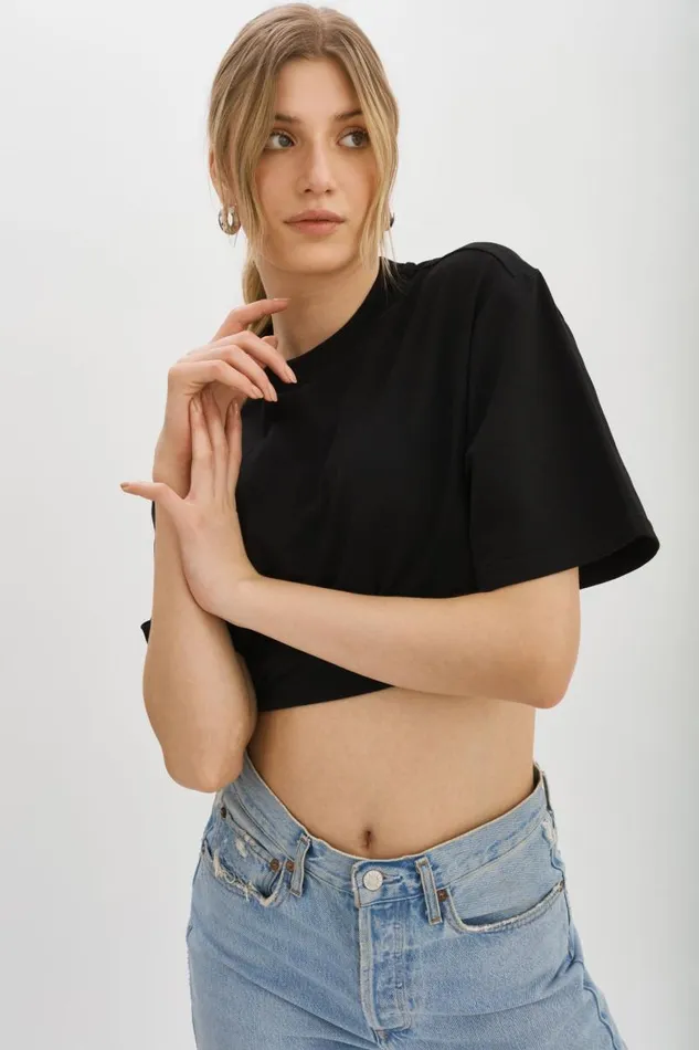 Women NAIA Cropped Tee Black LAMARQUE Tops Women NAIA Cropped Tee Black LAMARQUE Tops