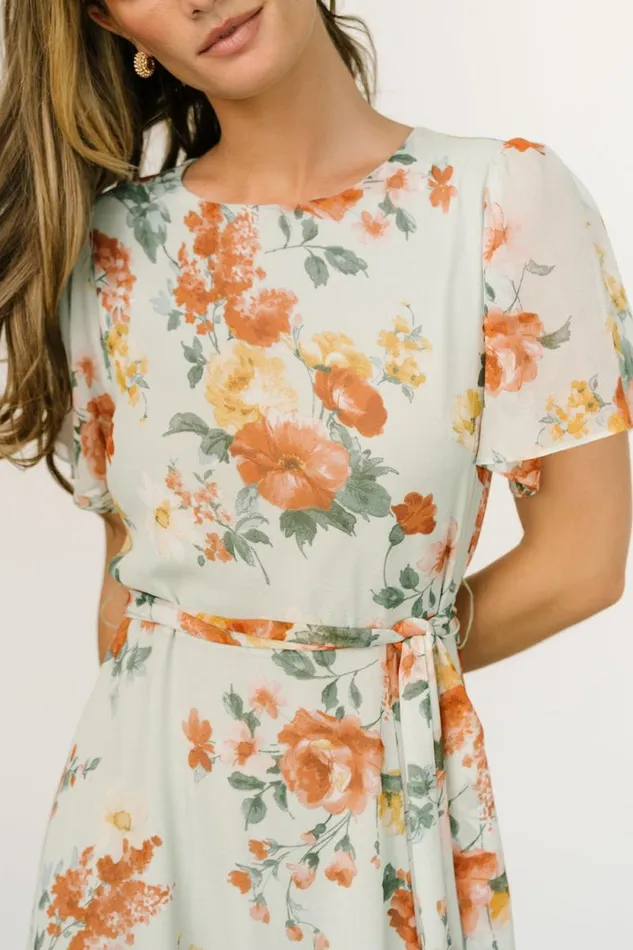Women Naomi Short Sleeve Maxi Dress Sage Floral Baltic Born The Guest Edit