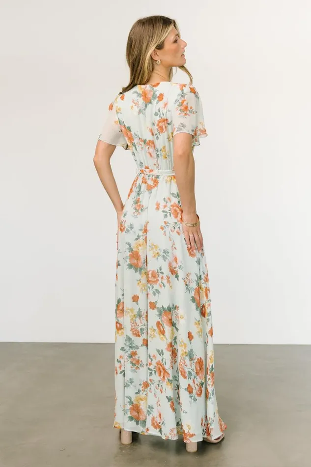 Women Naomi Short Sleeve Maxi Dress Sage Floral Baltic Born The Guest Edit