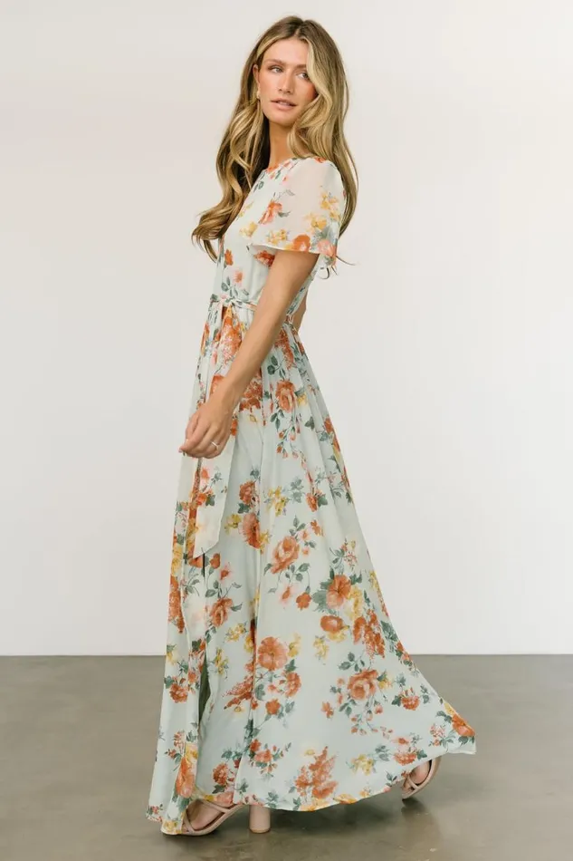 Women Naomi Short Sleeve Maxi Dress Sage Floral Baltic Born The Guest Edit