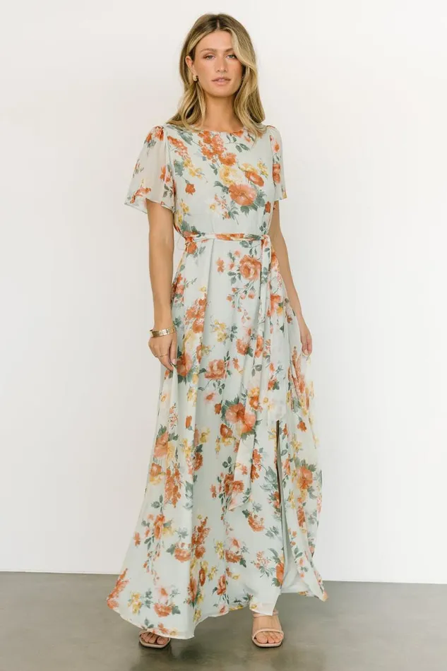 Women Naomi Short Sleeve Maxi Dress Sage Floral Baltic Born The Guest Edit