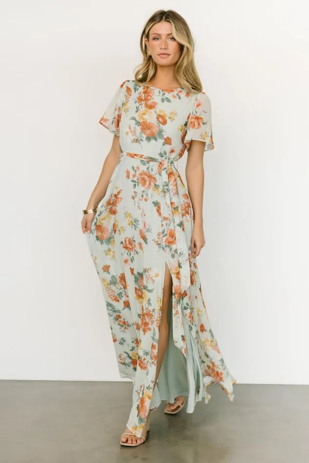 Women Naomi Short Sleeve Maxi Dress Sage Floral Baltic Born The Guest Edit