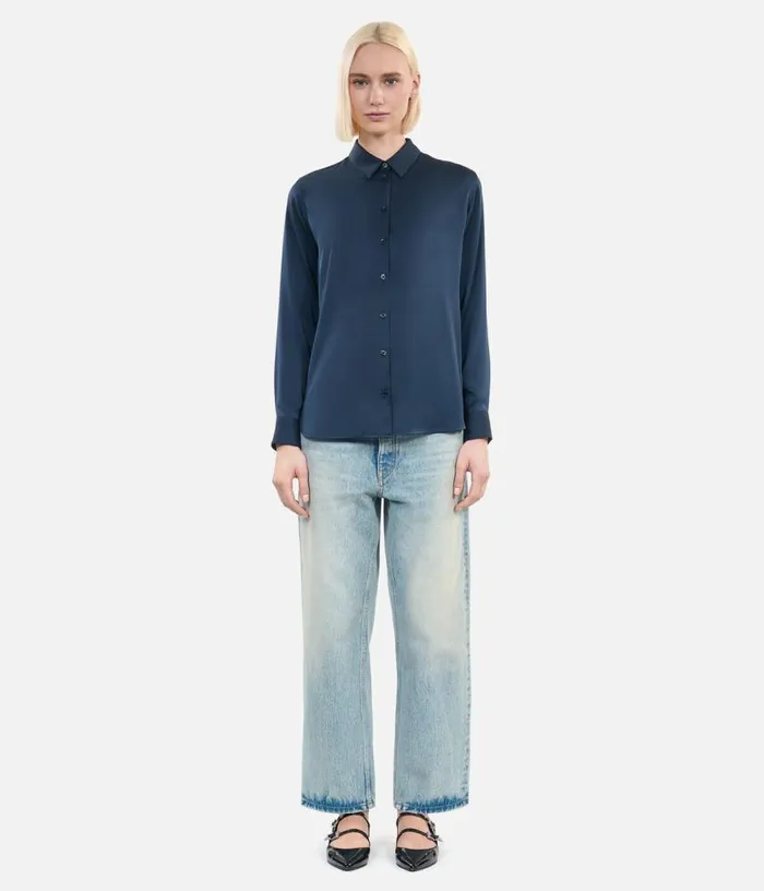 Women Navy Blue Silk Shirt THE KOOPLES Blouses and Shirts
