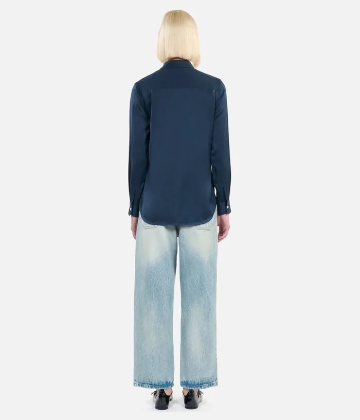 Women Navy Blue Silk Shirt THE KOOPLES Blouses and Shirts