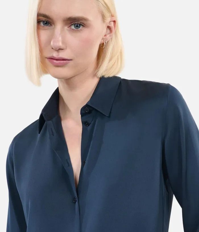Women Navy Blue Silk Shirt THE KOOPLES Blouses and Shirts