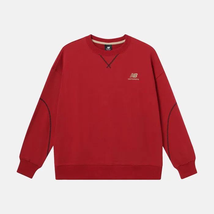 Women NB Athletics Lunar New Year French Terry Crewneck Crimson New Balance Hoodies and Sweatshirts