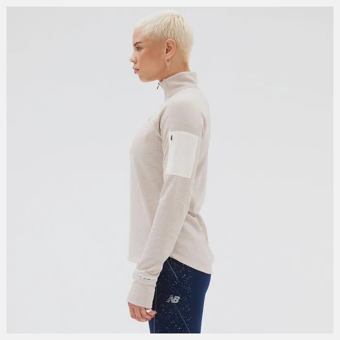 Women NB Heat Grid Half Zip Sea Salt Heather New Balance Hoodies and Sweatshirts Women NB Heat Grid Half Zip Sea Salt Heather New Balance Hoodies and Sweatshirts
