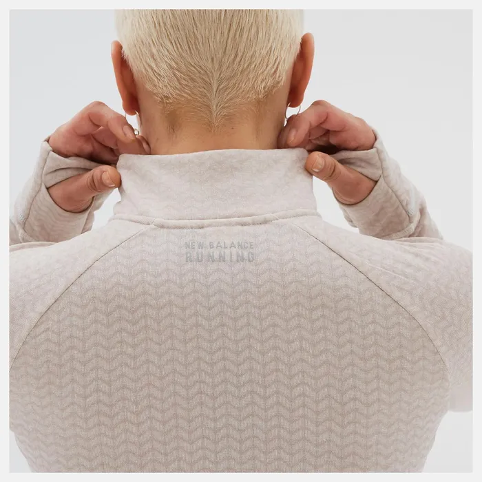 Women NB Heat Grid Half Zip Sea Salt Heather New Balance Hoodies and Sweatshirts Women NB Heat Grid Half Zip Sea Salt Heather New Balance Hoodies and Sweatshirts
