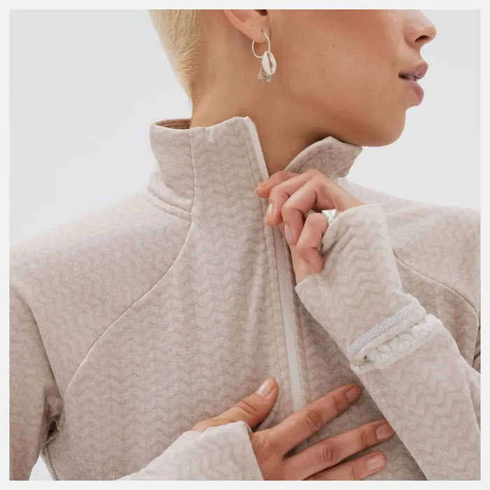 Women NB Heat Grid Half Zip Sea Salt Heather New Balance Hoodies and Sweatshirts Women NB Heat Grid Half Zip Sea Salt Heather New Balance Hoodies and Sweatshirts