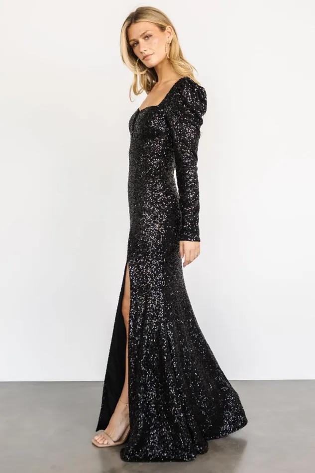 Women Nicolette Sequin Gown Black Baltic Born Embellished and Sequined Women Nicolette Sequin Gown Black Baltic Born Embellished and Sequined