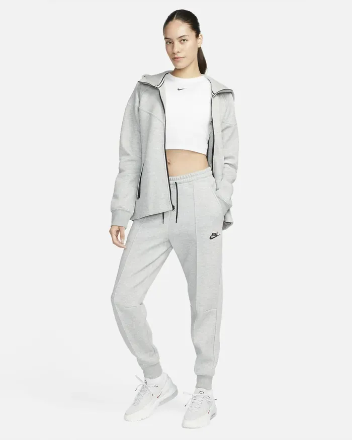 Women Nike All Clothing Sportswear Tech Fleece Dark Grey Heatherblack
