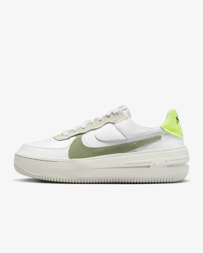 Women Nike All Shoes Air Force 1 PLTAFORM Whitesailvoltoil Green