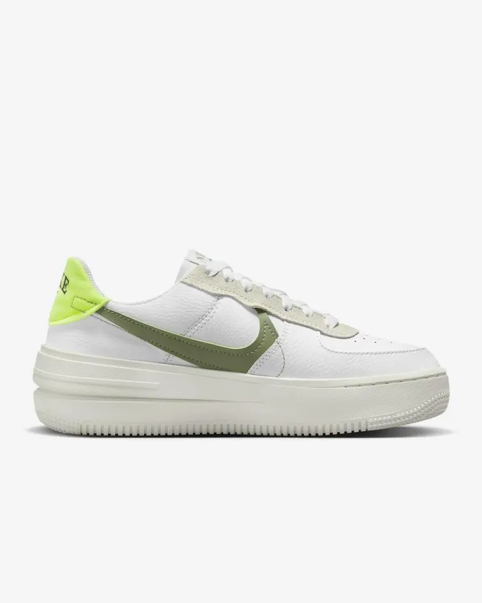 Women Nike All Shoes Air Force 1 PLTAFORM Whitesailvoltoil Green