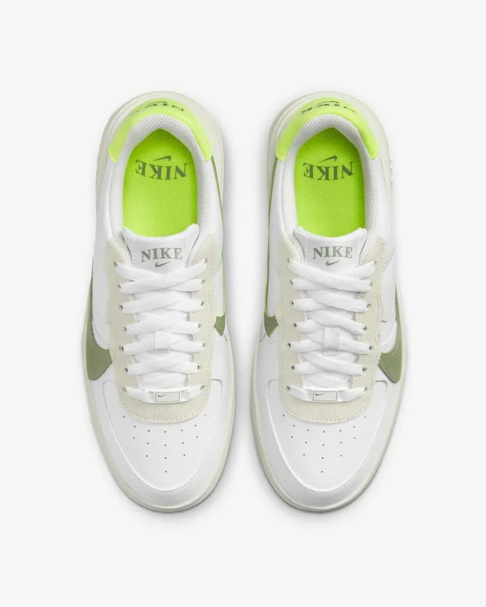 Women Nike All Shoes Air Force 1 PLTAFORM Whitesailvoltoil Green