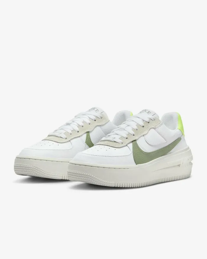 Women Nike All Shoes Air Force 1 PLTAFORM Whitesailvoltoil Green