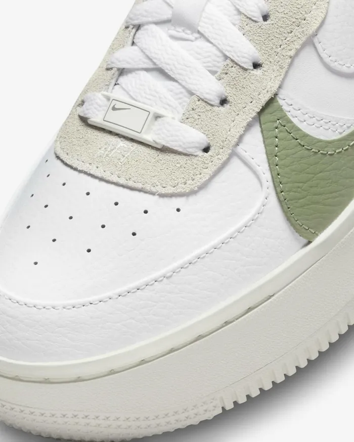 Women Nike All Shoes Air Force 1 PLTAFORM Whitesailvoltoil Green
