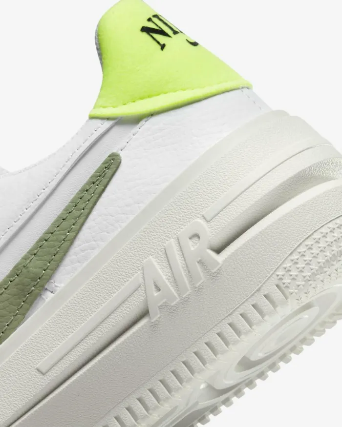 Women Nike All Shoes Air Force 1 PLTAFORM Whitesailvoltoil Green