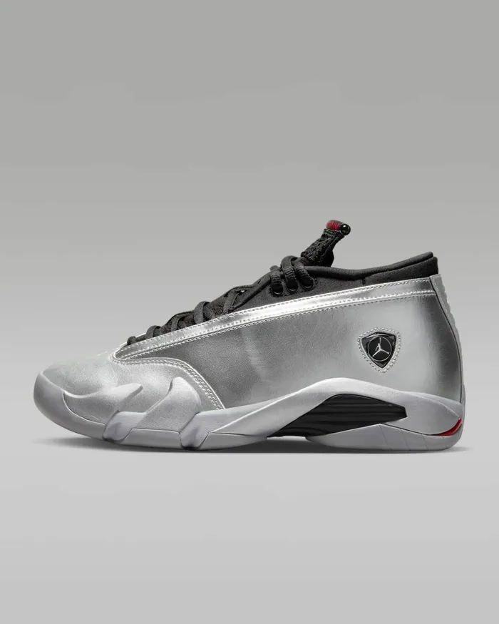 Women Nike All Shoes Air Jordan 14 Retro Low Metallic Silverwolf Greyblackfire Red