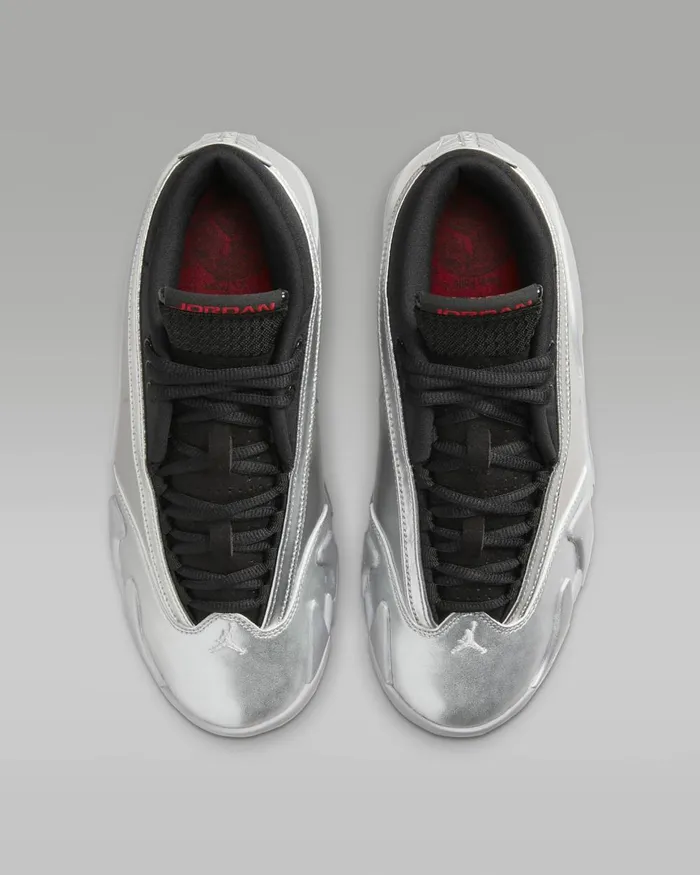 Women Nike All Shoes Air Jordan 14 Retro Low Metallic Silverwolf Greyblackfire Red
