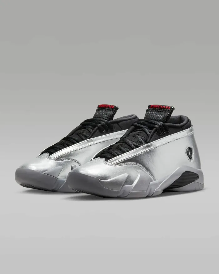 Women Nike All Shoes Air Jordan 14 Retro Low Metallic Silverwolf Greyblackfire Red