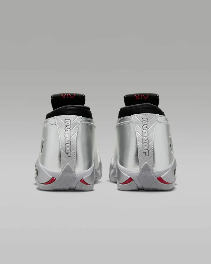 Women Nike All Shoes Air Jordan 14 Retro Low Metallic Silverwolf Greyblackfire Red