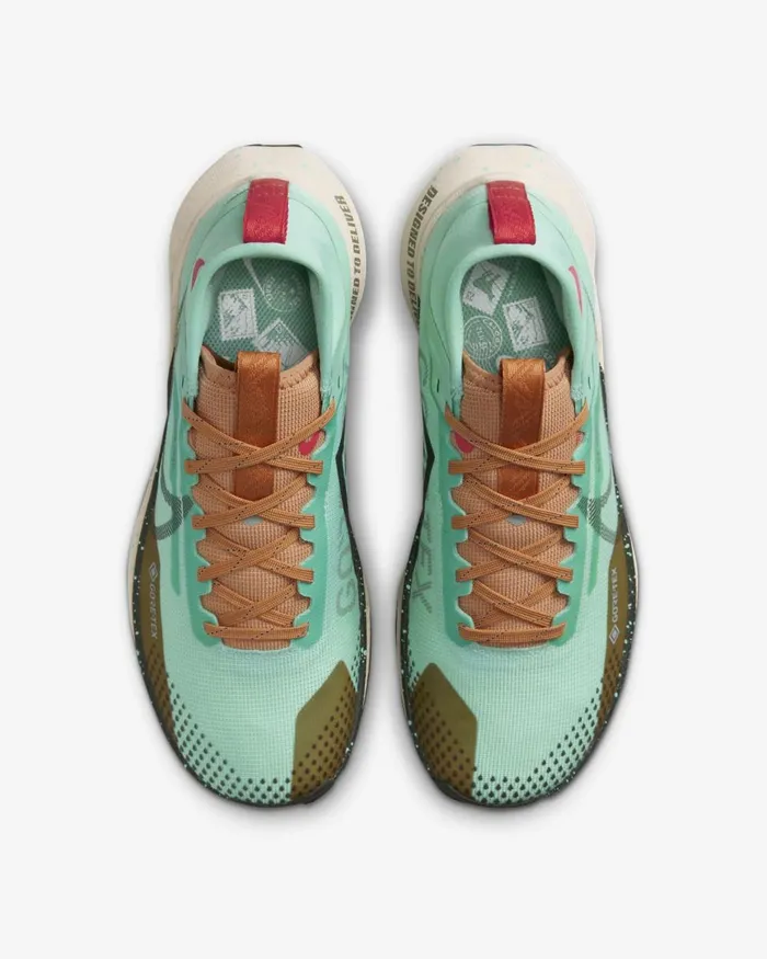 Women Nike All Shoes Pegasus Trail 4 GORETEX Emerald Riseamber Brownember Glowsequoia
