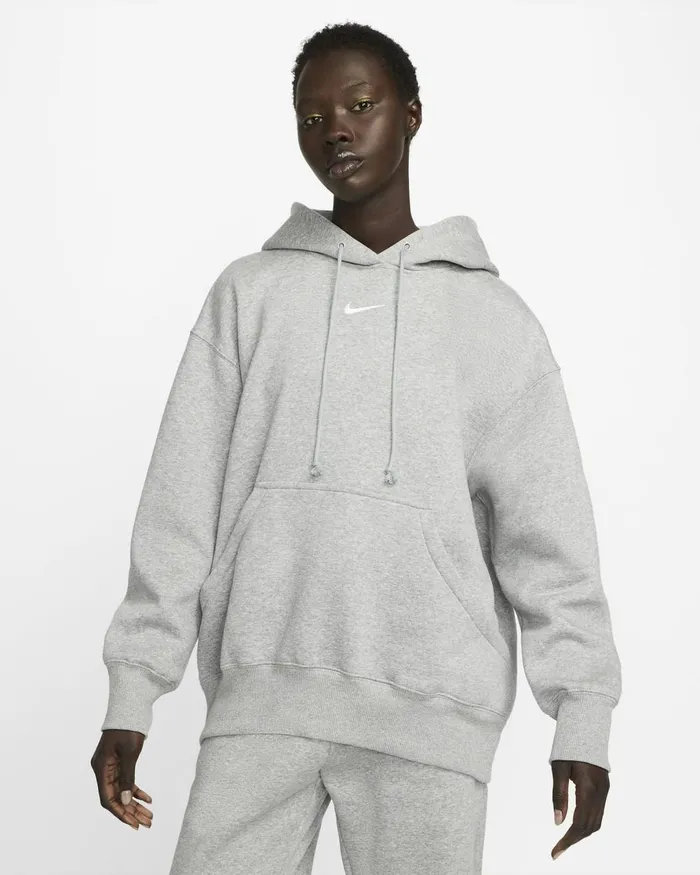 Women Nike Hoodies And Sweatshirts Sportswear Phoenix Fleece Dark Grey Heathersail