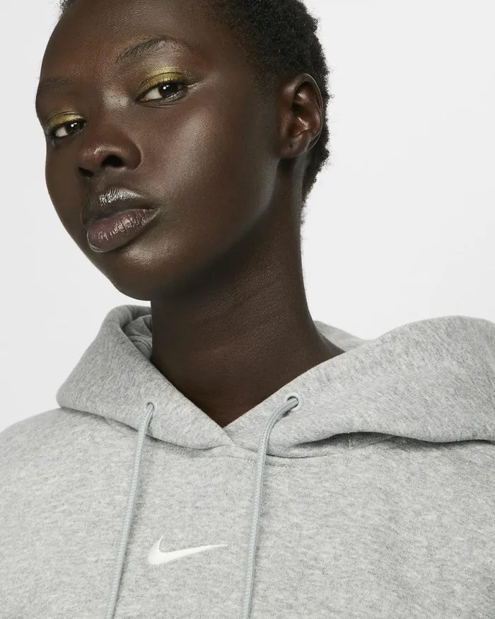 Women Nike Hoodies And Sweatshirts Sportswear Phoenix Fleece Dark Grey Heathersail