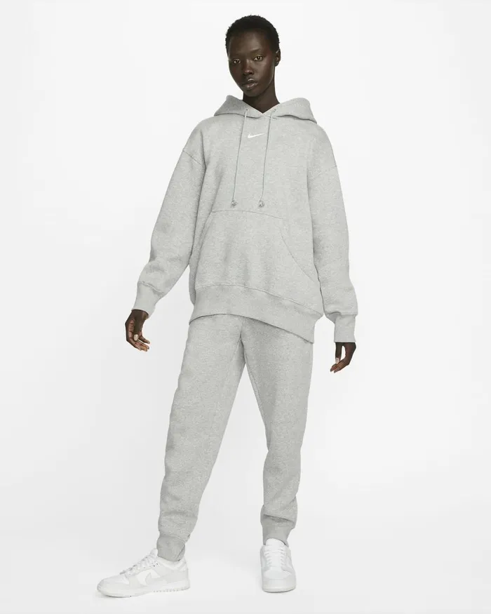 Women Nike Hoodies And Sweatshirts Sportswear Phoenix Fleece Dark Grey Heathersail