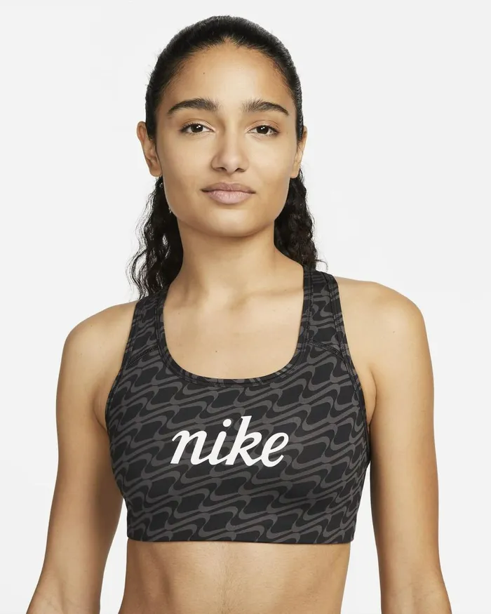 Women Nike Sports Bras Swoosh Icon Clash Blackdark Driftwoodhazel Rushwhite