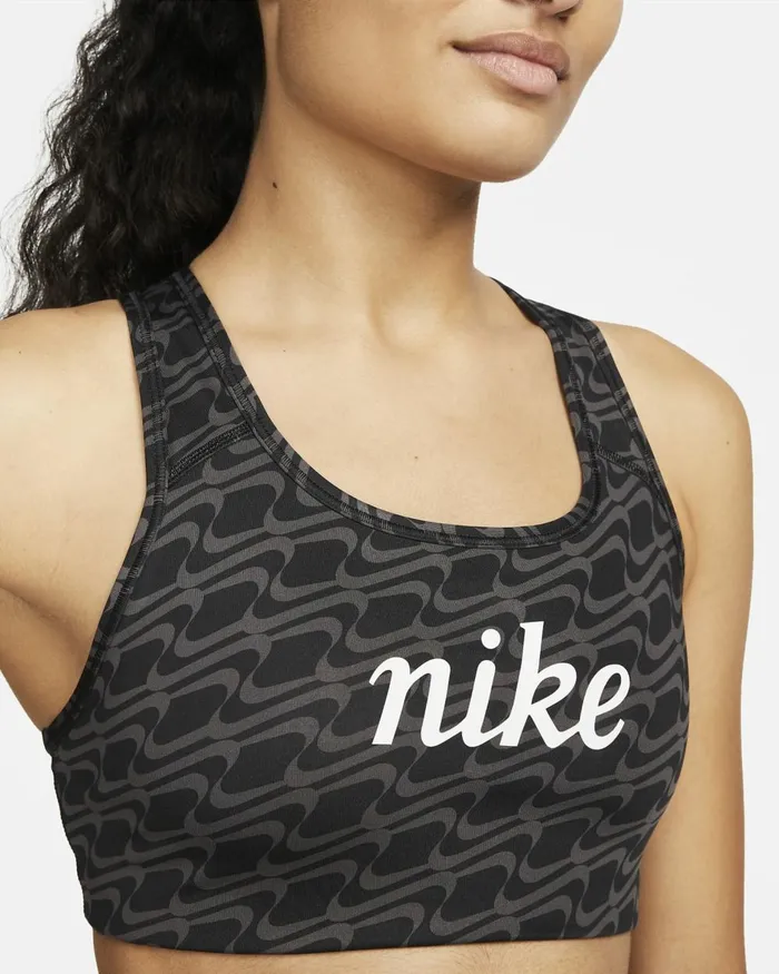Women Nike Sports Bras Swoosh Icon Clash Blackdark Driftwoodhazel Rushwhite