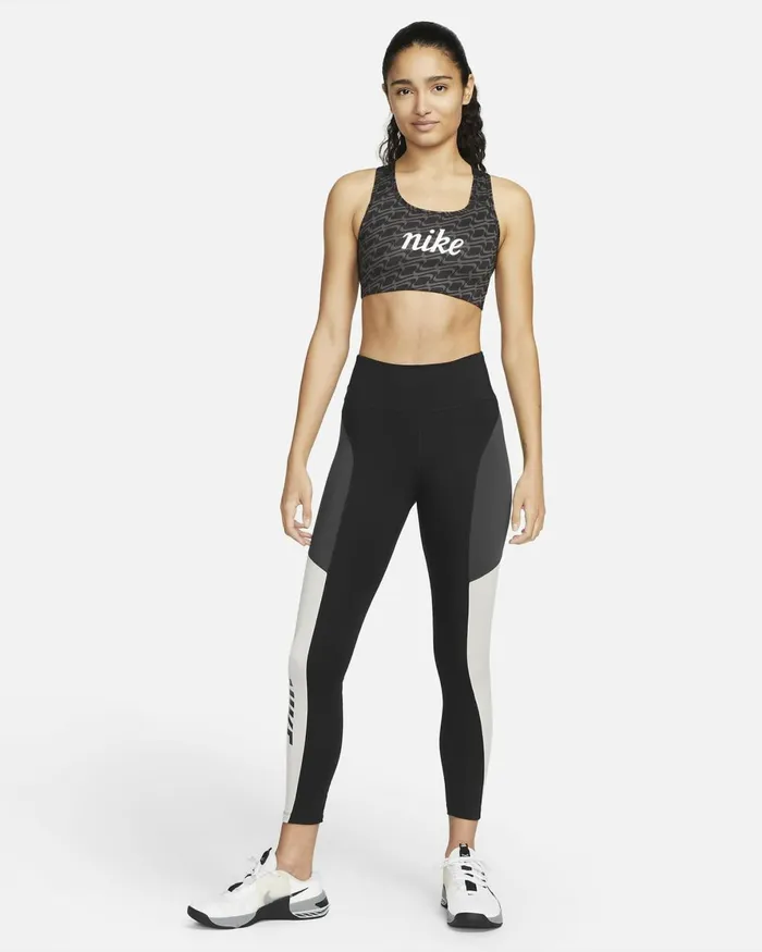 Women Nike Sports Bras Swoosh Icon Clash Blackdark Driftwoodhazel Rushwhite