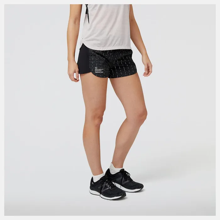 Women NYC Marathon Training Impact Run Luminous 3 Inch Short Black New Balance Shorts
