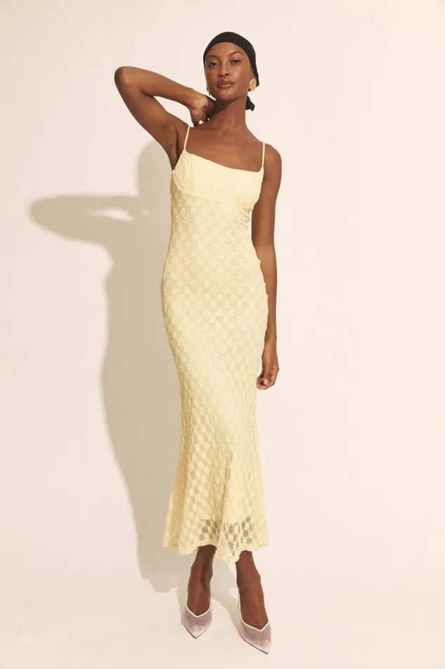 Women Occasion Dresses Bardot Adoni Mesh Midi Dress In Canary Yellow Canary Yellow