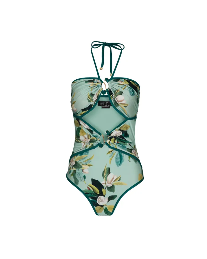 Women One Pieces PatBO Magnolia Halterneck One Piece EXCLUSIVE Green Multi