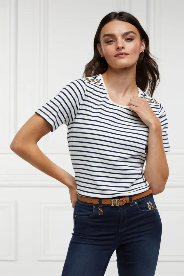 Women Padstow Crew Neck Tee Natural Ink Navy Stripe Holland Cooper Tops Women Padstow Crew Neck Tee Natural Ink Navy Stripe Holland Cooper Tops
