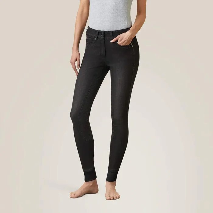 Women Pants and Shorts Ariat Halo B Denim Full Seat Breech Black Rinse