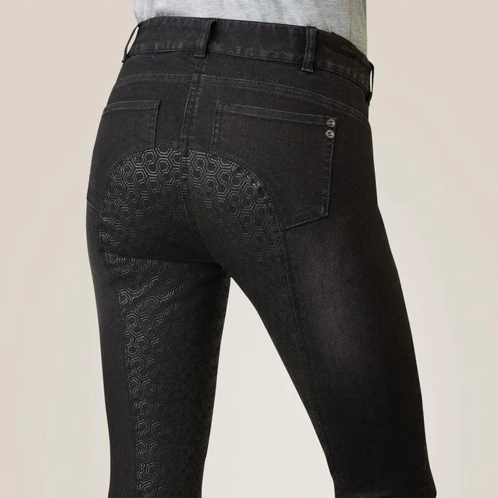 Women Pants and Shorts Ariat Halo B Denim Full Seat Breech Black Rinse